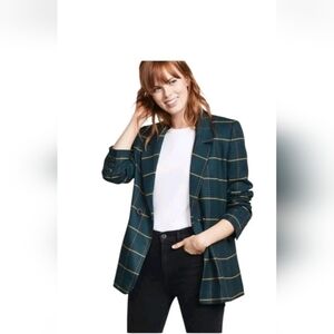 Anine Bing Madeleine Plaid Blazer Green S